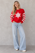 Noëlle Snowflake Knit Sweater – Red