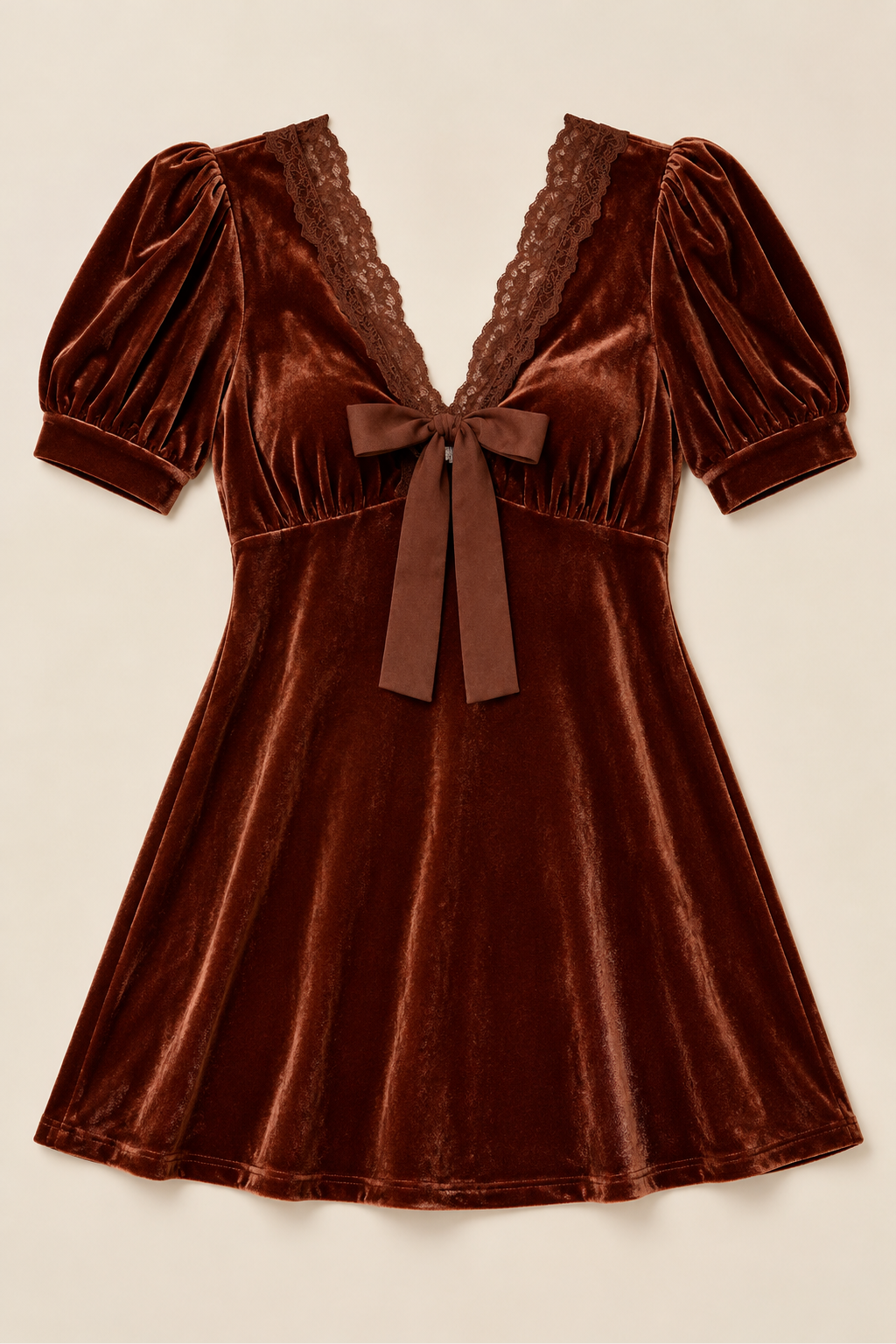 The Vianne Velvet Mini Dress – Chocolate Brown