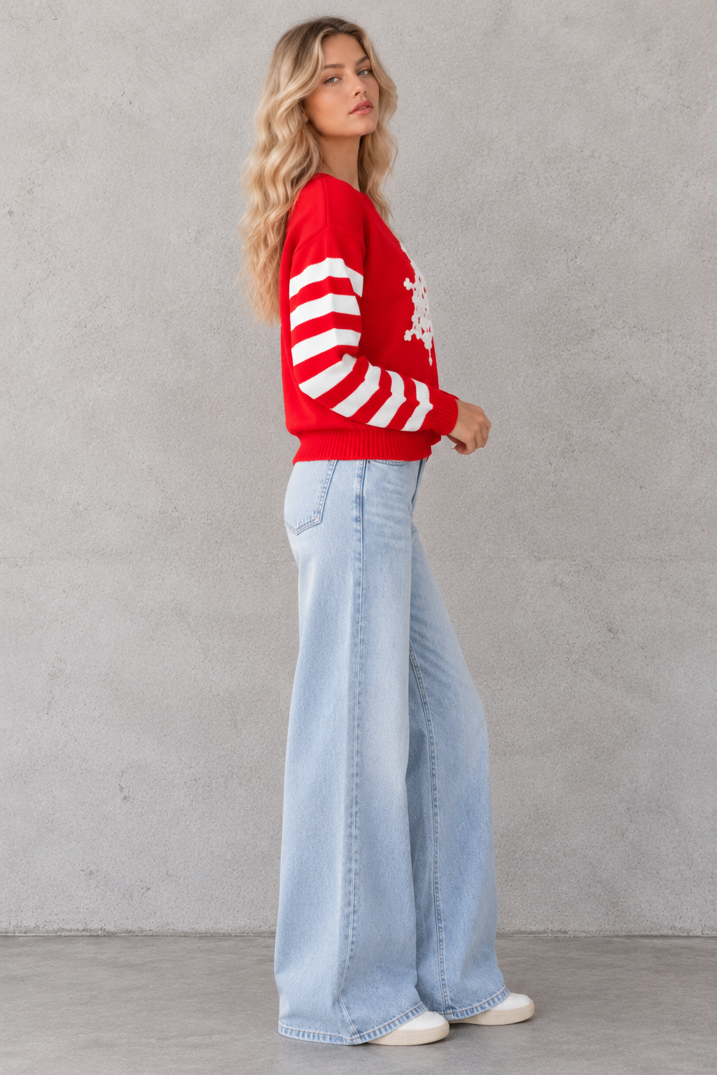 Noëlle Snowflake Knit Sweater – Red