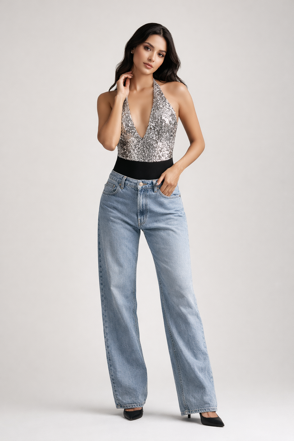 The Oliva Sequined Bodysuit